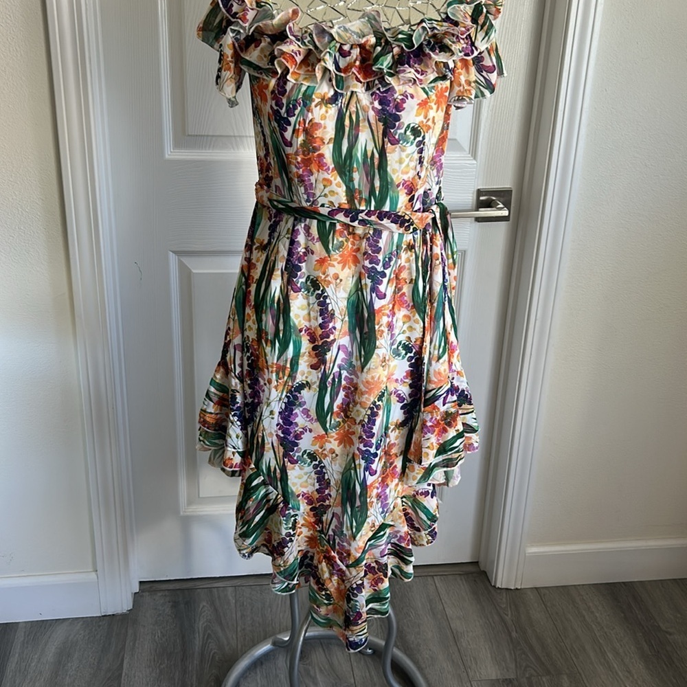 Double Zero Vibrant Floral High Low Dress